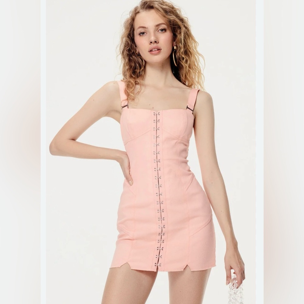 For Love and Lemons Monika Hook Front Mini Dress - Cotton Candy XS